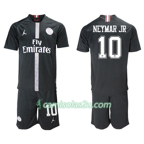 Camisolas de Futebol Paris Saint-Germain Neymar Jr 10 Jodan Preto Criança Equipamento 3ª 2018/19 Manga Curta Camisolas de Futebol Paris Saint-Germain Neymar Jr 10 Jodan Preto Criança Equipamento 3ª 2018/19 Manga Curta